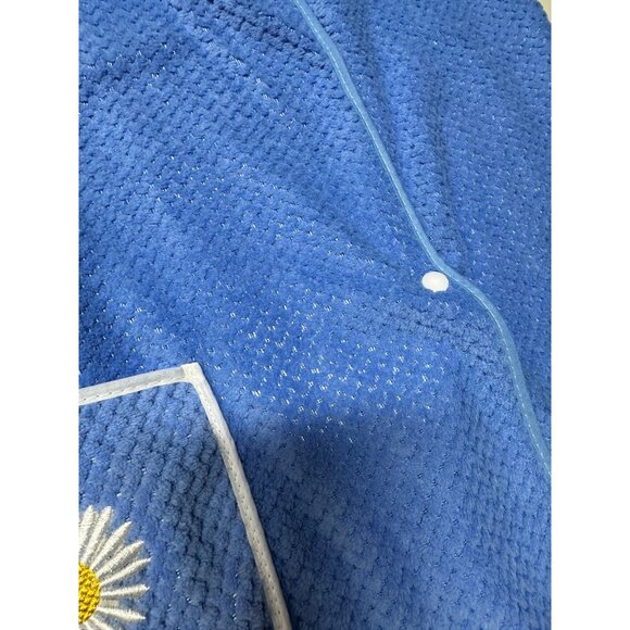 Towel Dress Terry Cloth Womens Bathrobe Embroidered Daisy Pocket Snap Pool beach - Picture 6 of 7